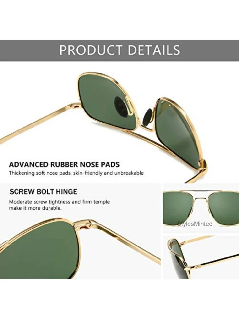 Men's Military Style Polarized Pilot Aviator Sunglasses Bayonet Temples